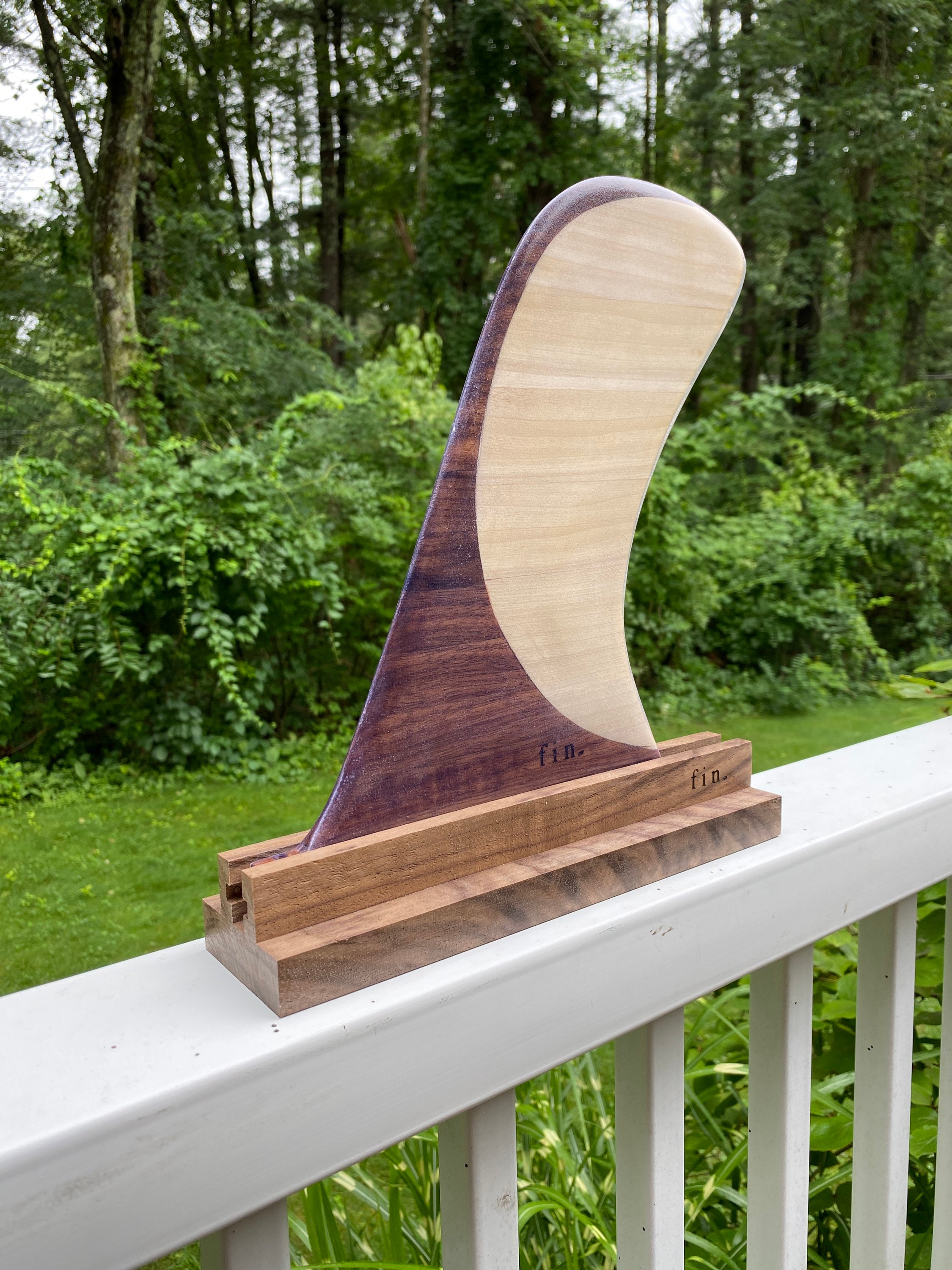 Premium Surfboard Fin Display Stand Walnut With Wide Base Etsy
