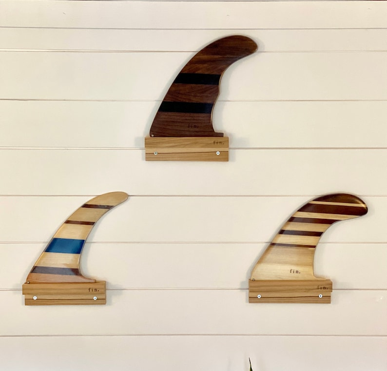 Teak Surfboard Fin Display Rack for Single Fin - Wall Mounted - Etsy