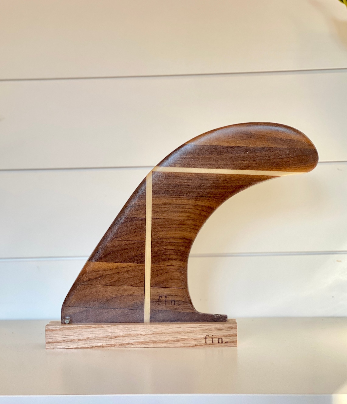 Surfboard Fin Display Stand Oak Etsy