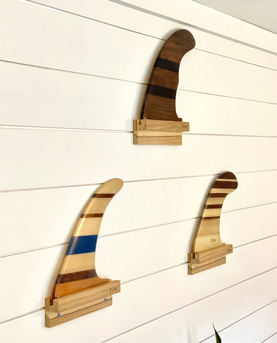 Teak Surfboard Fin Display Rack 1 Fin Wall Mount Etsy UK