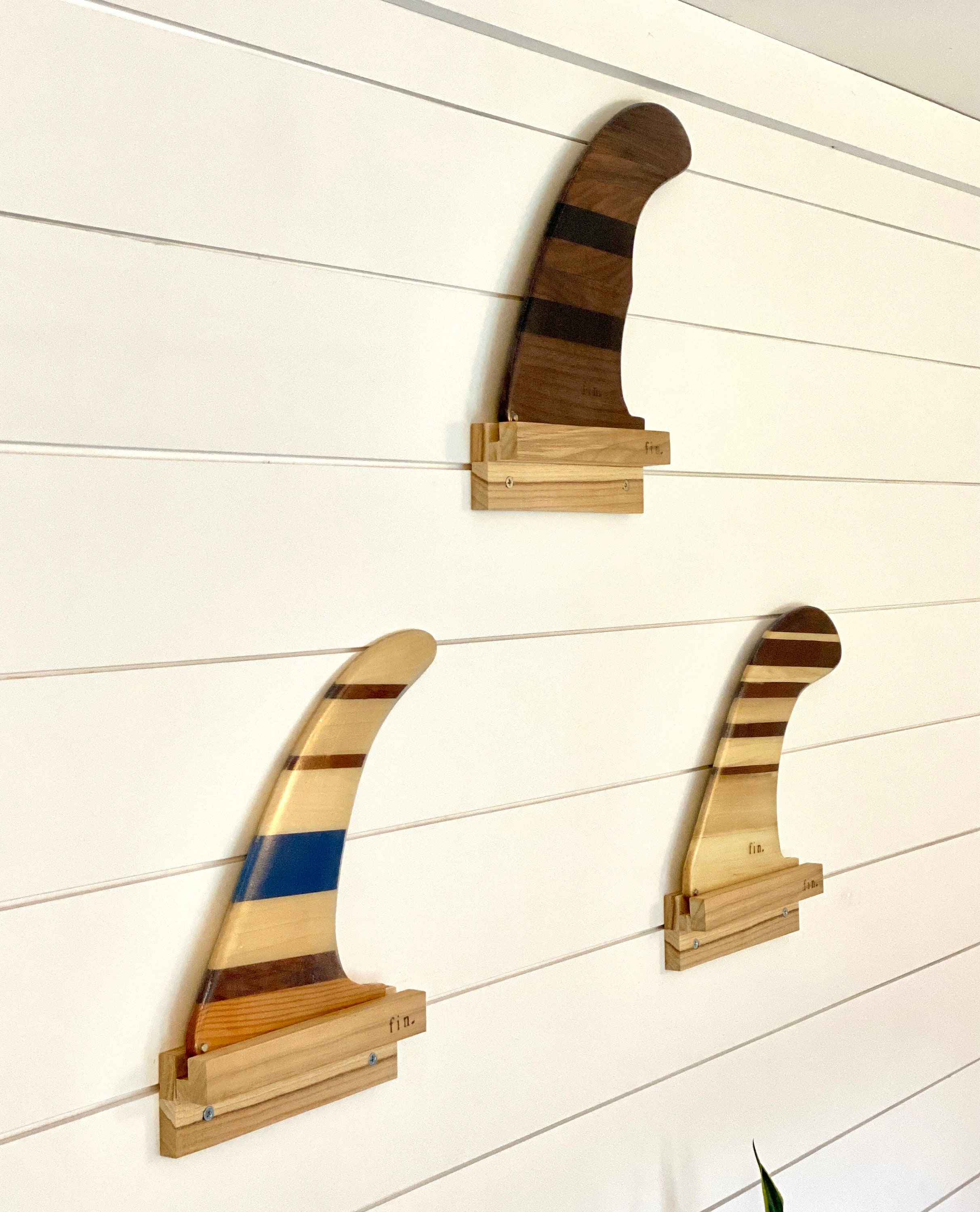 Teak Surfboard Fin Display Rack 1 Fin Wall Mount Etsy