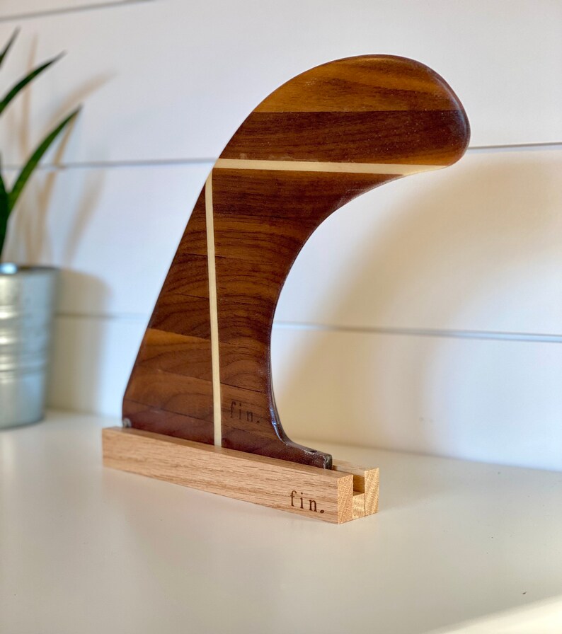 Surfboard Fin Display Stand Oak Etsy