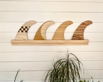 Surfboard Fin Display Rack For 4 Fins - Wall Mounted