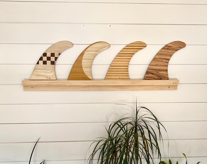 Featured listing image: Surfboard Fin Display Rack For 4 Fins - Wall Mounted