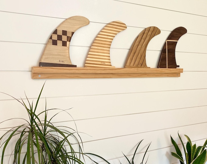 Featured listing image: Surfboard Fin Display Rack - 4 fin wall mount