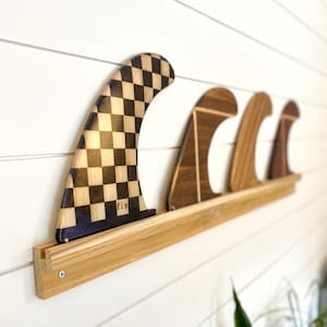 Teak Surfboard Fin Display Rack - 4 Fin Wall Mount - Etsy