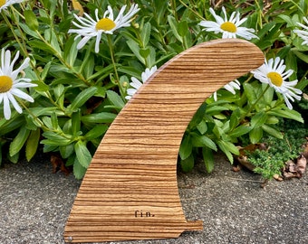 Wood Surfboard Fin - "Zebra”