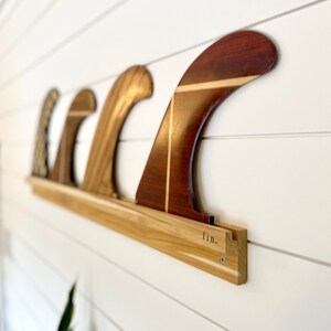 Teak Surfboard Fin Display Rack - 4 Fin Wall Mount - Etsy