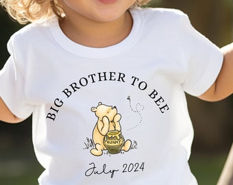 Future Big Brother Tshirt Winnie l’ourson Chemise pour tout-petits Personnalisé Big Brother Annonce Bébé Révéler Pooh Brother to Be T-shirt Toddler Pooh