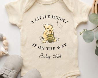 Winnie Pooh Baby Bodysuit Pooh Baby Shirt Custom Baby Announcement  Personalized Pooh Pregnancy Reveal Neutral Baby Bodysuit Pooh Bear Baby