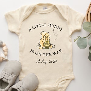 Winnie Pooh Baby Bodysuit Pooh Baby Shirt Custom Baby Announcement  Personalized Pooh Pregnancy Reveal Neutral Baby Bodysuit Pooh Bear Baby