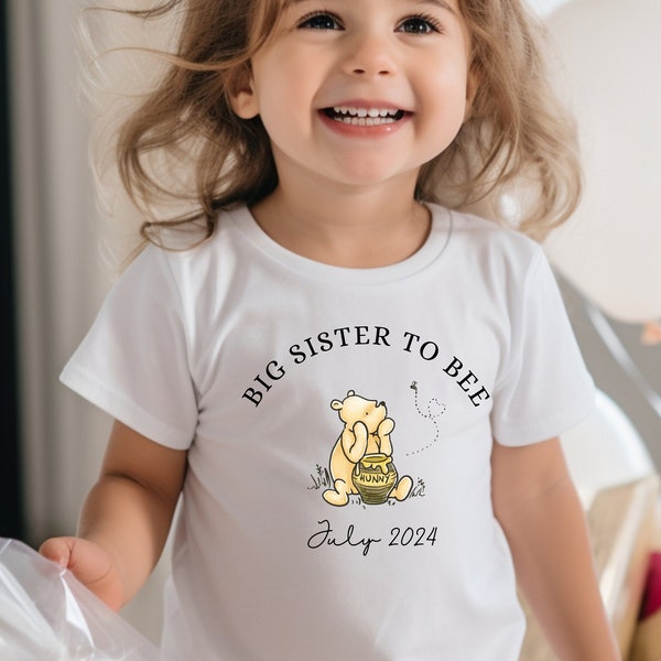 Personalisierte Big Schwester TShirt Big Sis T-Shirt Neue große Schwester T-Shirt Kleinkind Mädchen Shirt Neues Baby Ankündigung neue Sibling Geschenk Schwester zu sein T-Shirt