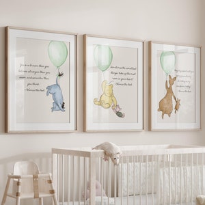 Pooh Bear Nursery Quote Prints Set of 4 Baby Boy Pooh Nursery Art Classic Pooh Nursery Decor Pooh Bear Wall Art Nursery Pooh Bear Kid Room