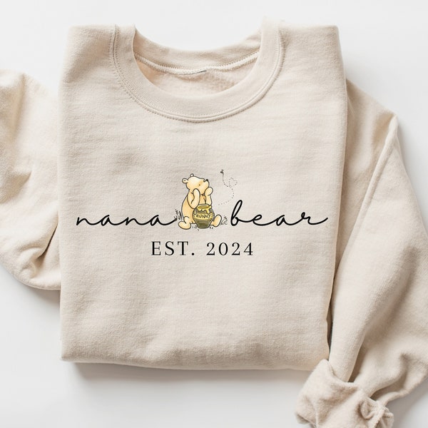 NANA Mothers Day Gift Nana Bear Crewneck Personalized Nana Gift Sweater Nana Pooh Bear Gift Nana Sweatshirt Custom Nana Gift Winnie Pooh