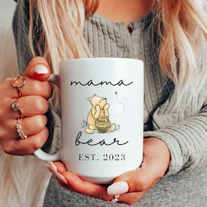 Custom Mama Bear Mug Winnie Pooh Adult Mug New Mama Gift for Mom Custom Gift Mama Custom Mug for Mom Pooh Bear Baby Shower Gift Mama Est