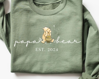 Custom Papa Bear Sweatshirt Pooh Papa Bear Shirt Winnie Pooh Sweatshirt Dad TShirt Papa Bear Matching Shirt Mom Dad Gift Pooh Bear Pregnancy