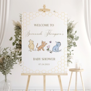 Winnie Pooh Baby Shower Editable Welcome Sign Pooh Shower Decor Pooh Bear Shower Sign Pooh Baby Sign Classic Pooh Welcome Table Sign Winnie