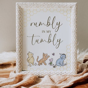 Pooh Baby Shower Sign Pooh Favor Sign Winnie Pooh Sign Editable Table Sign Pooh Bear Sign Rumbly in My Tumbly Sign Pooh 8x10 Sign Winnie
