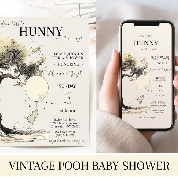 Pooh Bear Baby Shower Invitations Neutral Pooh Invite Winnie the Pooh Baby Shower Bundle Pooh Bear Baby Shower Decorations Baby Shower Theme