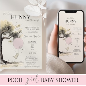 Pooh Mädchen Baby Shower Einladung Mädchen Vintage Shower Pooh Invite Bundle Winnie Pooh Baby Shower Bundle Girl Pooh Bear Shower Decor Girl Pooh