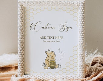 Winnie Pooh Baby Shower Sign Pooh Shower Editable Sign Pooh Bear Sign Editable Table Sign Winnie the Pooh Shower Decoration Pooh Favor Sign