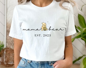 Custom Mama Bear Shirt New Mom TShirt Mama Est 2023 Tee Cute Mama Gift for New Mom Shirt Custom Mom T-Shirt for Mom Shirt Mama Bear Tshirt