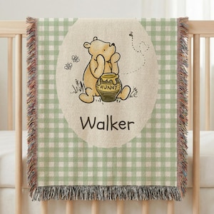 Winnie the Pooh Baby Blanket Pooh Nursery Blanket First Birthday Pooh Bear Blanket Plaid Baby Blanket Winnie the Pooh Crib Blanket Pooh SAGE