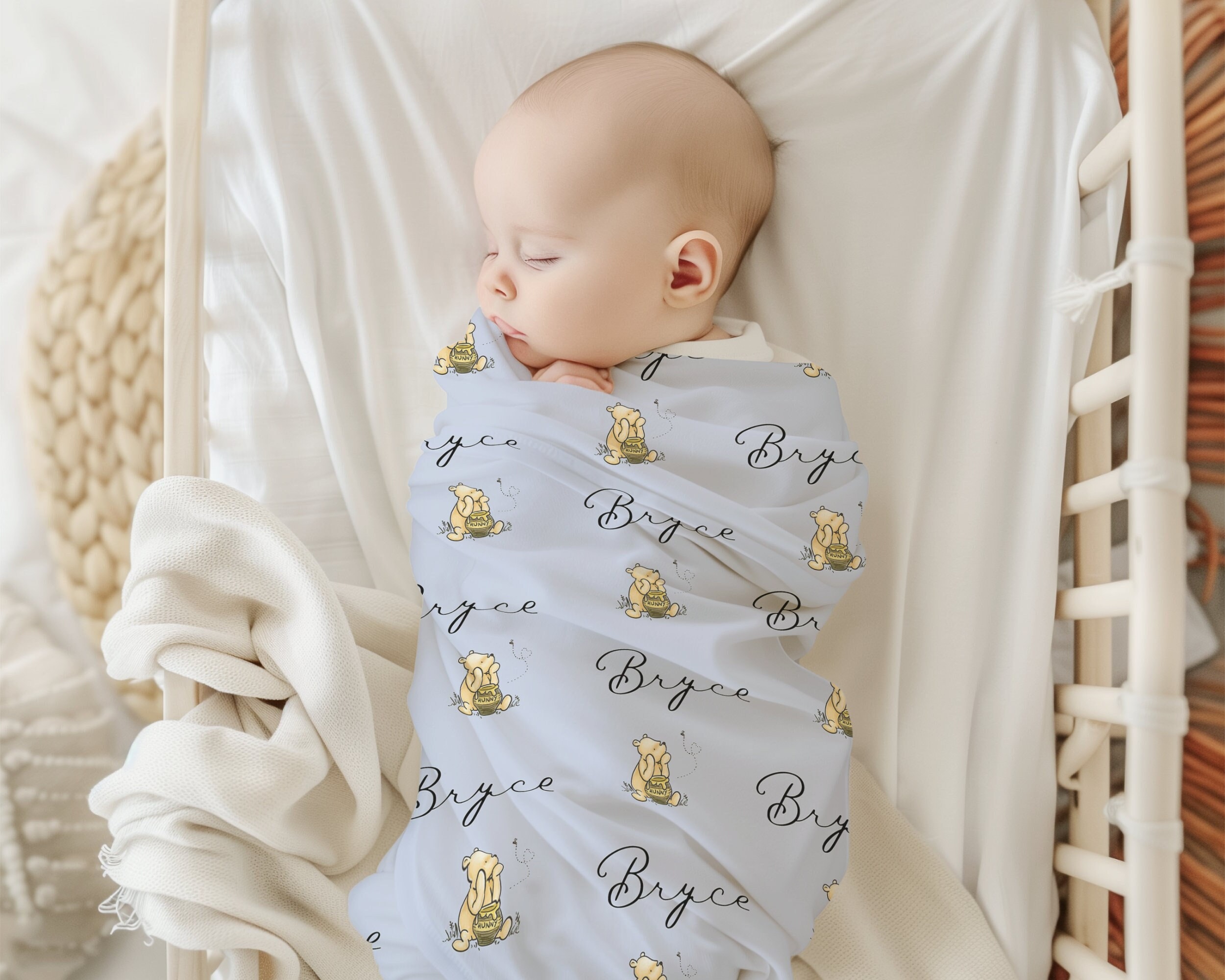 Personalized Name Baby Swaddle, Custom Name Baby Hat, Nursery Decor, Neutral Baby Blanket, Gift for Kids/Baby