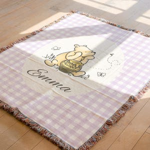 Winnie the Pooh Baby Blanket Pooh Nursery Blanket First Birthday Pooh Bear Blanket Plaid Baby Blanket Winnie the Pooh Crib Blanket Pooh image 4