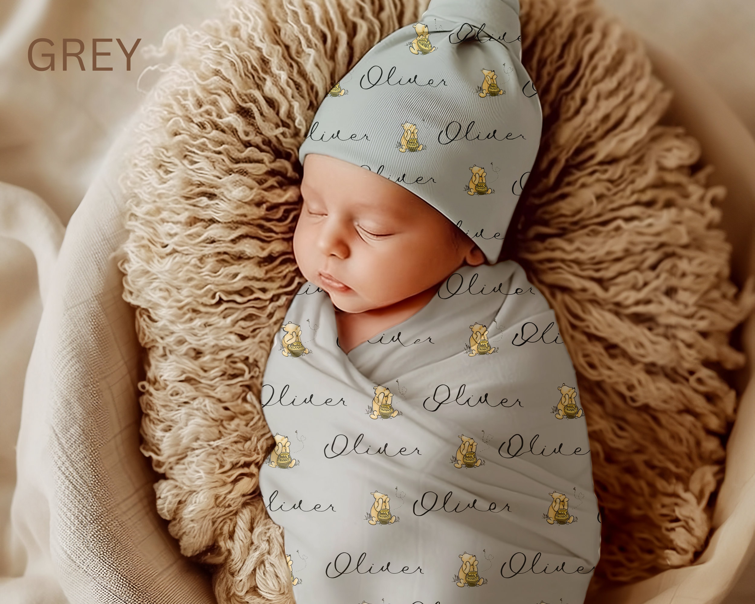 Personalized Name Baby Swaddle, Custom Name Baby Hat, Nursery Decor, Neutral Baby Blanket, Gift for Kids/Baby