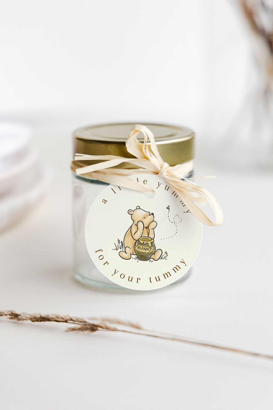 Honey Jar Tag Pooh Bear Honey Jar Favor Baby Shower Pooh Favor Tag