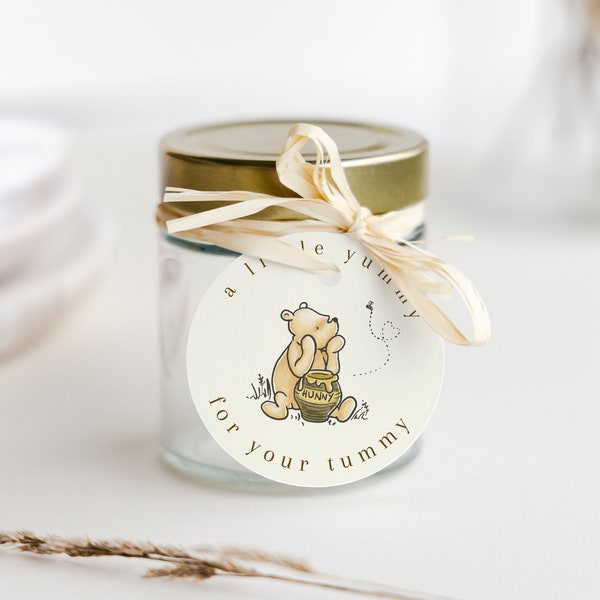 Honey Jar Tag Pooh Bear Honey Jar Favor Baby Shower Pooh Favor Tag Printable Winnie Pooh Tag Honey Party Favor Pooh Bear Editable Pooh Tag