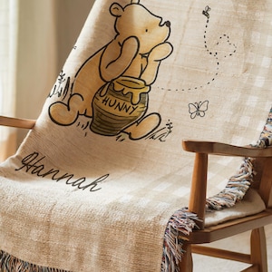 Winnie the Pooh Baby Blanket Pooh Nursery Blanket First Birthday Pooh Bear Blanket Plaid Baby Blanket Winnie the Pooh Crib Blanket Pooh image 16