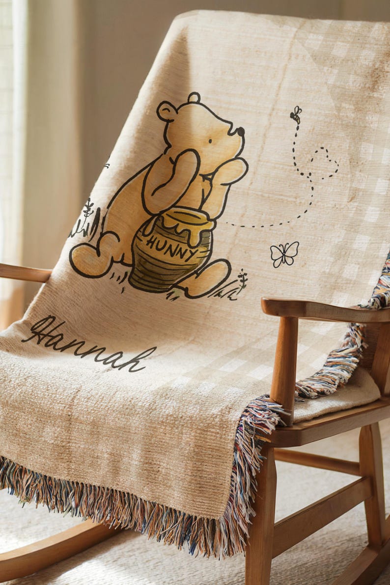 Winnie the Pooh Baby Blanket Pooh Nursery Blanket First Birthday Pooh Bear Blanket Plaid Baby Blanket Winnie the Pooh Crib Blanket Pooh image 16