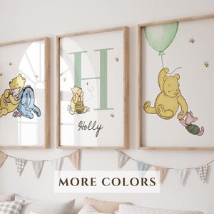 Personalisiertes Bild fürs Kinderzimmer Winnie the Pooh 3er Set Baby Pooh Kinderzimmer Print Personalisierter Babyname Klassisches Pooh Kinderzimmer Dekor Pooh Bär Wandkunst
