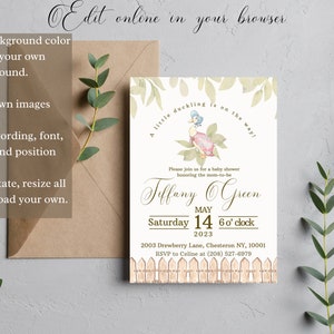 Jemima Puddleduck Birthday Invitations - Beatrix Potter Theme, Pink, 8 Pack With Envelopes, Personalisable