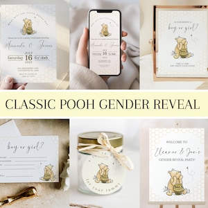 Winnie the Pooh Gender Reveal Invite Pooh Bear Gender Party Pooh Baby Reveal Evite Winnie the Pooh Digital Download Gender Reveal Invitation