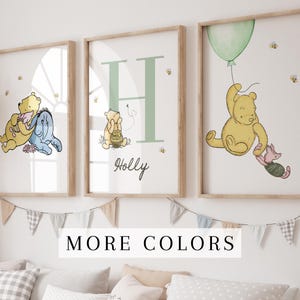 3er Set Individuelle Winnie Puuh Kinderzimmer Drucke Baby Pooh Kinderzimmer Kunst Personalisierter Baby Name Classic Pooh Kinderzimmer Dekor Pooh Bär Wandkunst
