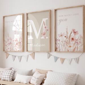 Wildflower Nursery Prints Set of 3 Floral Nursery Wall Art Boho Nursery ...