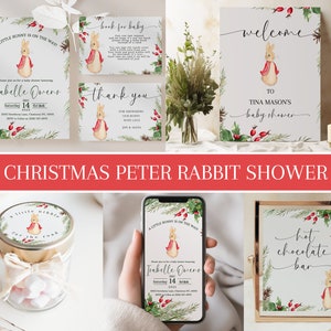 Peter Rabbit Baby Shower Bundle Christmas Peter Rabbit Shower Templates Editable Peter Rabbit Baby Shower Winter Baby Shower Invitation