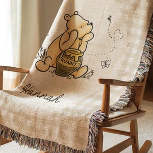 Winnie the Pooh Baby Blanket Pooh Nursery Blanket First Birthday Pooh Bear Blanket Plaid Baby Blanket Winnie the Pooh Crib Blanket Pooh image 3