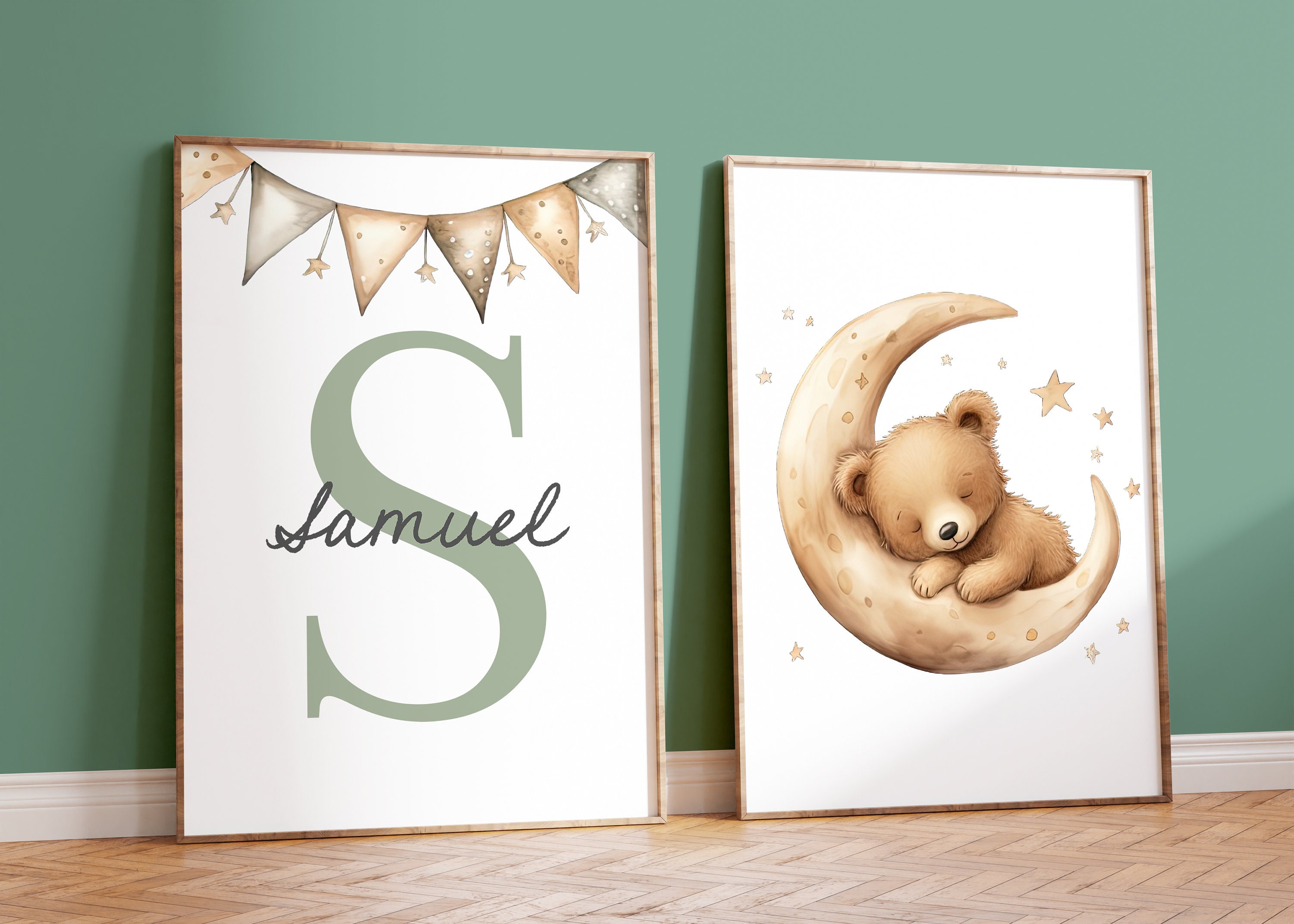 Set of 3 Custom Teddy Bear Nursery Wall Art Prints Personalized Name ...