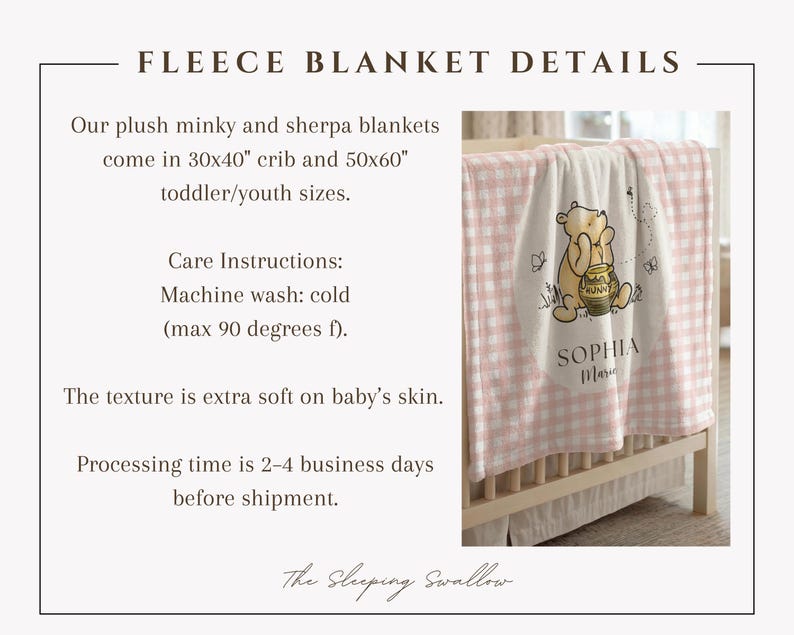 Winnie the Pooh Baby Blanket Pooh Nursery Blanket First Birthday Pooh Bear Blanket Plaid Baby Blanket Winnie the Pooh Crib Blanket Pooh image 14
