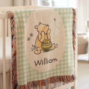 Winnie the Pooh Baby Blanket Pooh Nursery Blanket First Birthday Pooh Bear Blanket Plaid Baby Blanket Winnie the Pooh Crib Blanket Pooh image 17