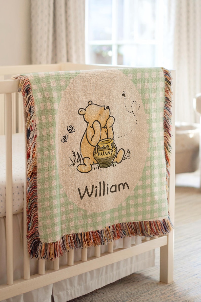 Winnie the Pooh Baby Blanket Pooh Nursery Blanket First Birthday Pooh Bear Blanket Plaid Baby Blanket Winnie the Pooh Crib Blanket Pooh image 17