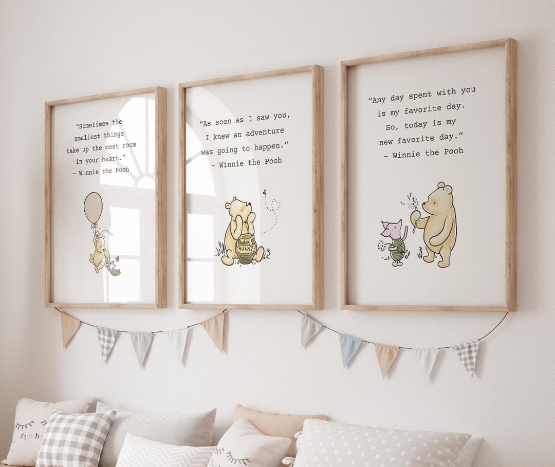 Winnie the Pooh Nursery Print Set of 3 Baby Pooh Nursery Art Classic ...