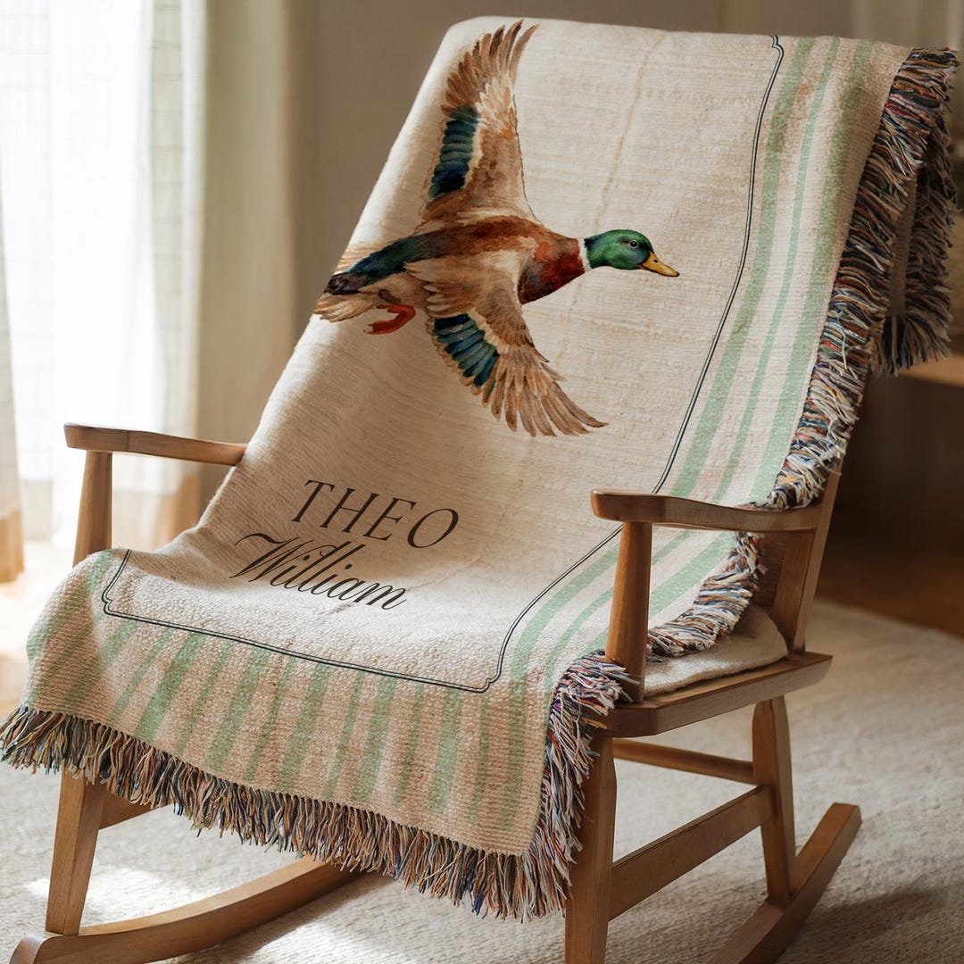 Personalized Mallard Duck Baby Blanket With Name Hunting Nursery Decor ...