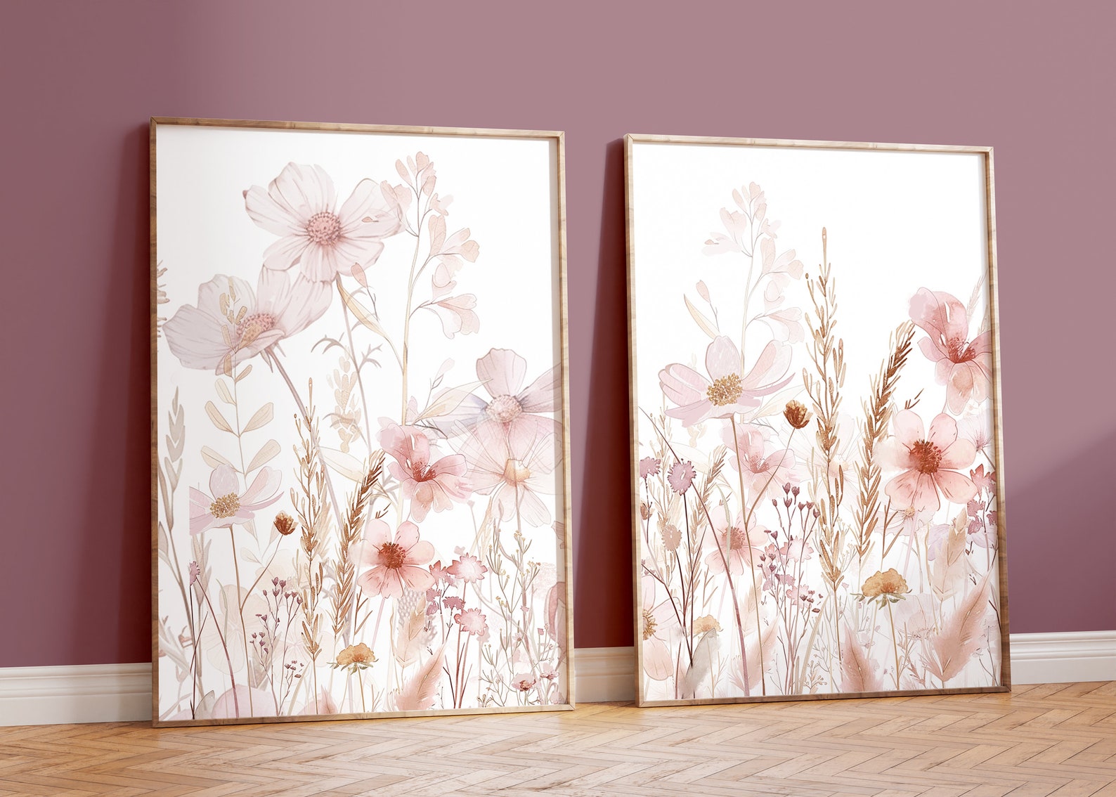 Set of 3 Boho Floral Nursery Wall Print Baby Room Flower Print Baby ...