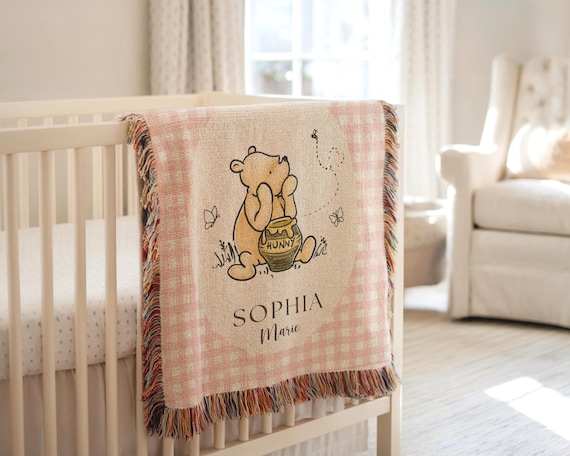 Winnie the Pooh Baby Blanket Pooh Nursery Blanket First Birthday Pooh Bear Blanket Plaid Baby Blanket Winnie the Pooh Crib Blanket Pooh