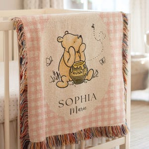 Winnie the Pooh Baby Blanket Pooh Nursery Blanket First Birthday Pooh Bear Blanket Plaid Baby Blanket Winnie the Pooh Crib Blanket Pooh image 18